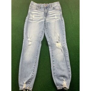 Celebrity Pink The Rider Distressed‎ Light Wash Denim Jeans Size 5/27